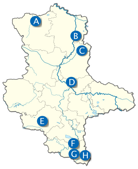 Karte der Standorte des CJD Sachsen-Anhalt